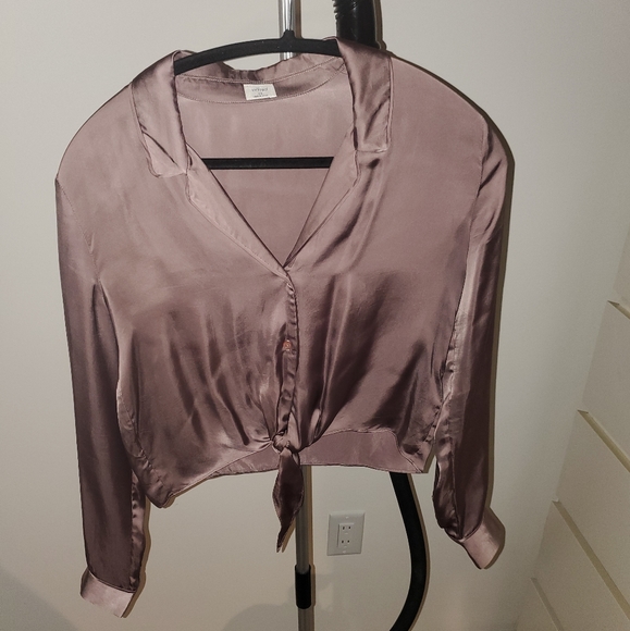Aritzia Wilfred Tie-Front Blouse Dusty Mauve - Picture 2 of 5